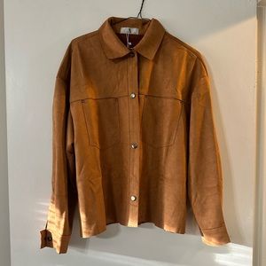 Brown Camel Suede Shirt Jacket Shacket Size M/L